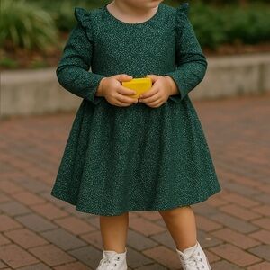 Pippa and Julie Girls Dress SIze 18 months Green with Silver